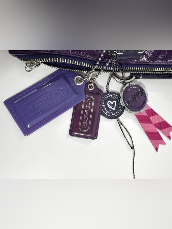 Coach Poppy Purple Tartan Plaid Tote - Picture 11 of 13